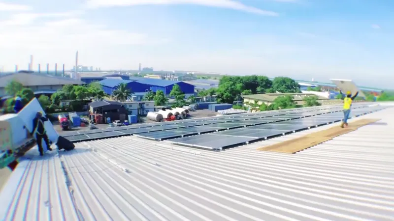 Aerial view of rooftop solar on a light manufacturing plant in Banting, Selangor (view 3)