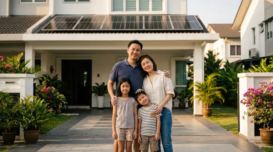 The Tan family home with rooftop solar panels